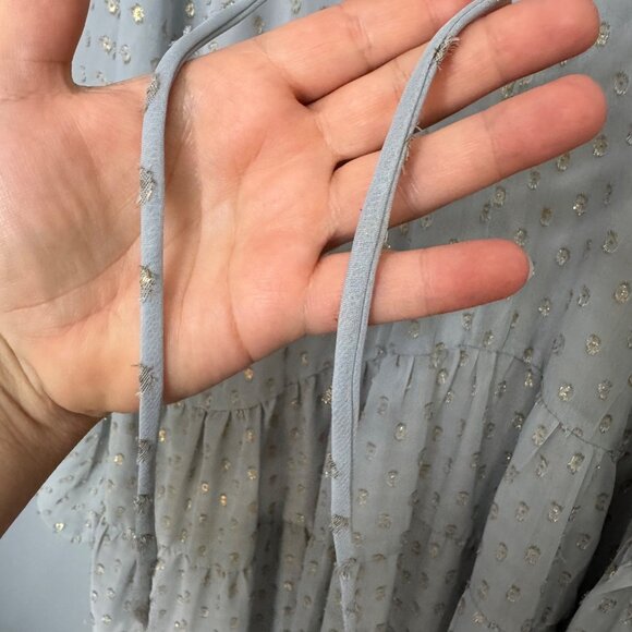 VICI gray metallic dot babydoll peasant dress size L - Picture 4 of 7